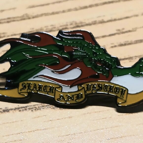 New Search & Destroy Flaming Dragon Tac Pin Flaming Dragon PinDragon Skull Face - Picture 2 of 3